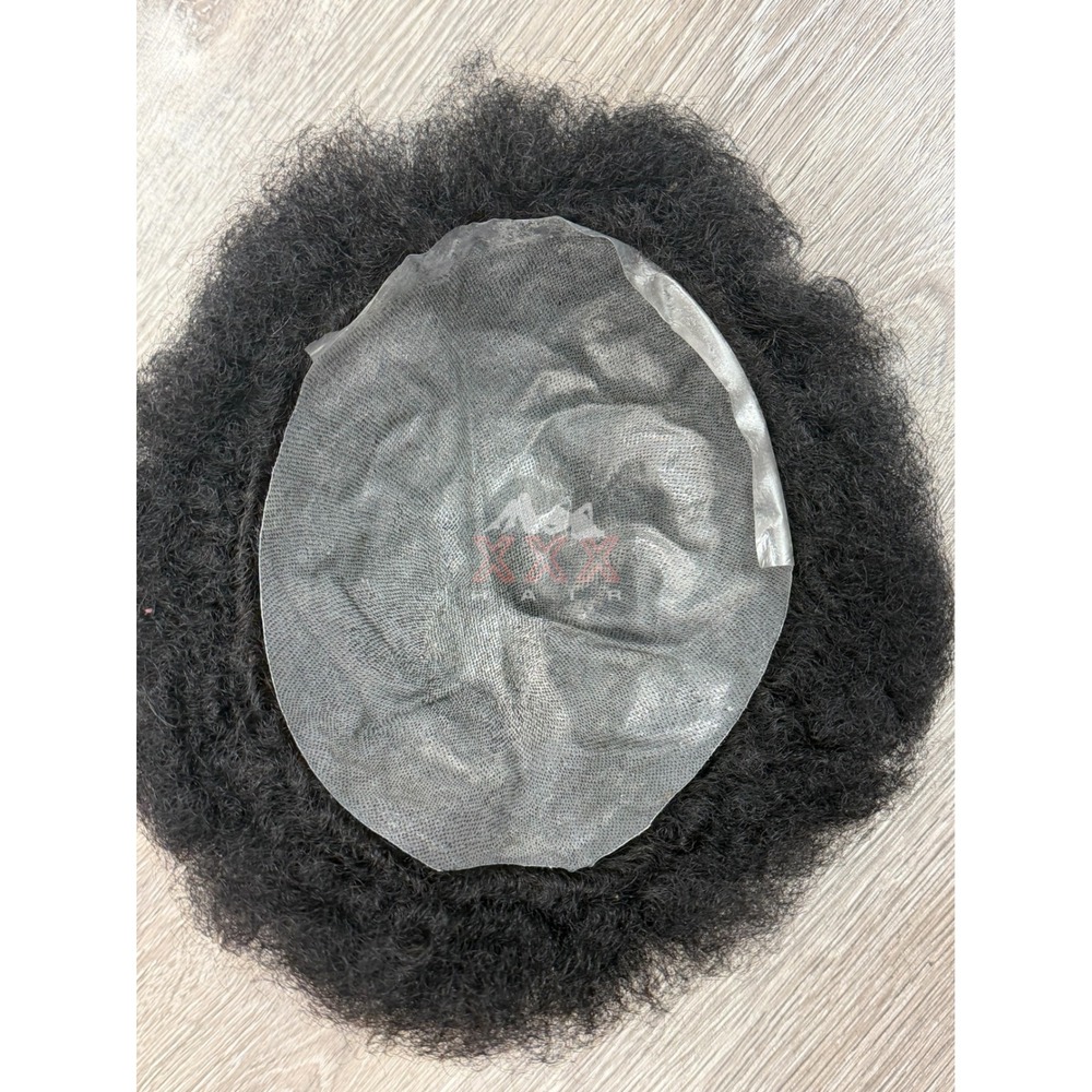 360 Wave Afro Kinky Curly 100% Human Hair Toupee Men Black Color 10x8 Inch